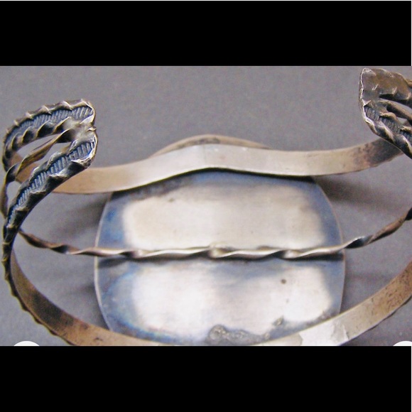 2XHP💕Vintage Navajo Turquoise MOP Inlay .925 Cuff - Picture 6 of 7